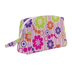 Multicolored Floral Wallpaper Pattern Background Texture Surface Wristlet Pouch Bag (medium) by danenraven