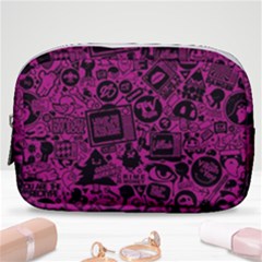 Pink And Black Logo Illustration Make Up Pouch (small) by danenraven