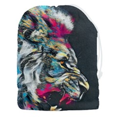 Angry Male Lion Roar Drawstring Pouch (3xl) by danenraven