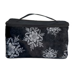 Snowflakes And Star Patterns Grey Snow Cosmetic Storage by artworkshop