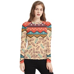 Ethnic Tribal Pattern Background Women s Long Sleeve Rash Guard by Vaneshart