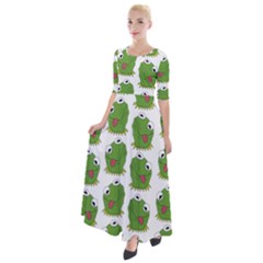 Kermit The Frog Pattern Half Sleeves Maxi Dress by Valentinaart