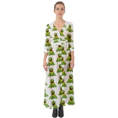 Kermit The Frog Button Up Boho Maxi Dress by Valentinaart