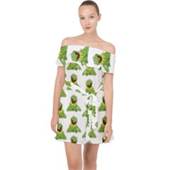 Kermit The Frog Off Shoulder Chiffon Dress by Valentinaart