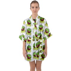 Kermit The Frog Half Sleeve Satin Kimono  by Valentinaart