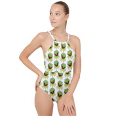 Kermit The Frog High Neck One Piece Swimsuit by Valentinaart