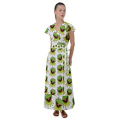 Kermit The Frog Flutter Sleeve Maxi Dress by Valentinaart