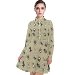 Insects Pattern Long Sleeve Chiffon Shirt Dress by Valentinaart