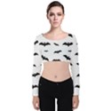 Bat pattern Velvet Long Sleeve Crop Top View1