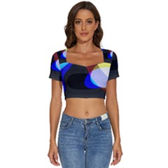 Abstract 2322  Short Sleeve Square Neckline Crop Top  by KorokStudios