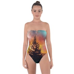 Tree Nature Landscape Fantasy Magical Cosmic Tie Back One Piece Swimsuit by danenraven