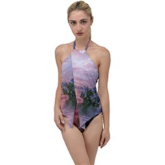 Nature Water Outdoors Travel Exploration Go With The Flow One Piece Swimsuit by danenraven