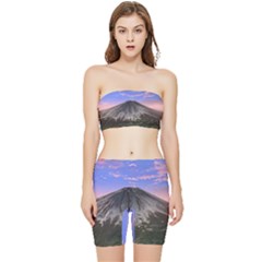 Mount Mountain Fuji Japan Volcano Mountains Stretch Shorts And Tube Top Set by danenraven