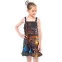 Blue Coffee Cups Cups Coffee Snack Blue Color Kids  Overall Dress View1