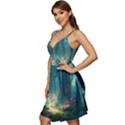 Magical Forest Forest Painting Fantasy V-Neck Pocket Summer Dress  View3