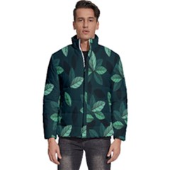 Leaves Pattern Men s Puffer Bubble Jacket Coat by artworkshop