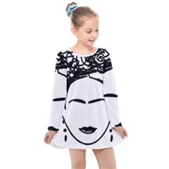 Frida Kahlo  Kids  Long Sleeve Dress by Sobalvarro