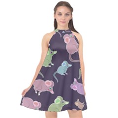 Animals Mouse Cartoon Halter Neckline Chiffon Dress  by artworkshop