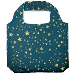 Star Golden Pattern Christmas Design White Gold Foldable Grocery Recycle Bag by Ravend