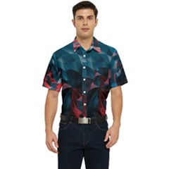 Art Polygon Geometric Design Pattern Colorful Men s Short Sleeve Pocket Shirt  by Ravend