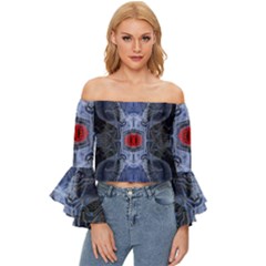 Art Robot Artificial Intelligence Technology Off Shoulder Flutter Bell Sleeve Top by Ravend