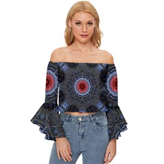 Art Robots Artificial Intelligence Technology Off Shoulder Flutter Bell Sleeve Top by Ravend