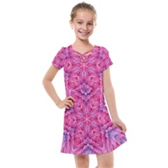 Art Rosette Pattern Background Floral Pattern Kids  Cross Web Dress by Ravend