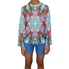 Geometric Symmetrical Symmetry Data Futuristic Kids  Long Sleeve Swimwear by Ravend