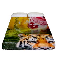 Rainbow Painted Nature Bigcat Fitted Sheet (king Size) by Sparkle