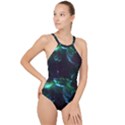 Space Cosmos Galaxy Stars Black Hole Universe Art High Neck One Piece Swimsuit View1