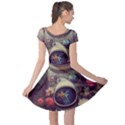 Astronaut Universe Planting Flowers Cosmos Art Cap Sleeve Dress View2