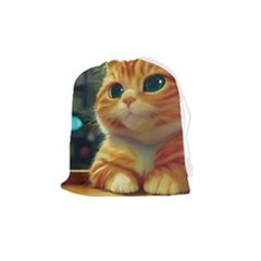 Cute Cat Cat Feline 3d Drawstring Pouch (medium) by Pakemis