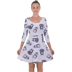 Cute Seamless Pattern With Koala Panda Bear Quarter Sleeve Skater Dress by Pakemis