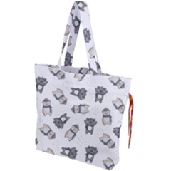 Cute Seamless Pattern With Koala Panda Bear Drawstring Tote Bag by Pakemis