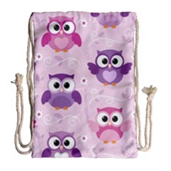 Seamless Cute Colourfull Owl Kids Pattern Drawstring Bag (large) by Pakemis