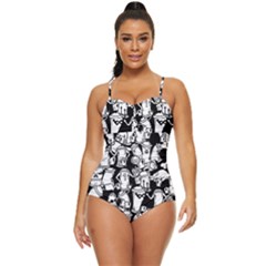 Graffiti Spray Can Characters Seamless Pattern Retro Full Coverage Swimsuit by Pakemis