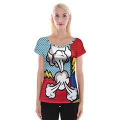 Rays Smoke Pop Art Style Vector Illustration Cap Sleeve Top by Pakemis