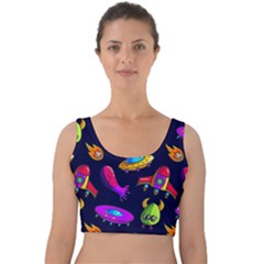 Space Pattern Velvet Crop Top by Pakemis