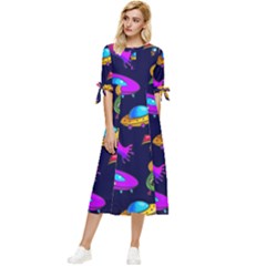 Space Pattern Bow Sleeve Chiffon Midi Dress by Pakemis