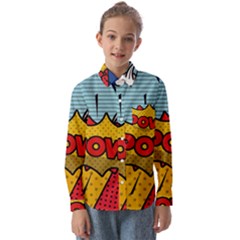 Pow Word Pop Art Style Expression Vector Kids  Long Sleeve Shirt by Pakemis