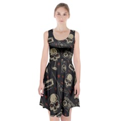 Grunge Seamless Pattern With Skulls Racerback Midi Dress by Pakemis