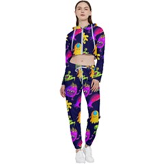 Space Patterns Cropped Zip Up Lounge Set by Pakemis