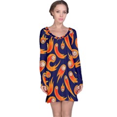 Space Patterns Pattern Long Sleeve Nightdress by Pakemis