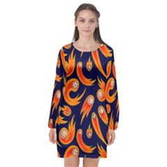 Space Patterns Pattern Long Sleeve Chiffon Shift Dress  by Pakemis