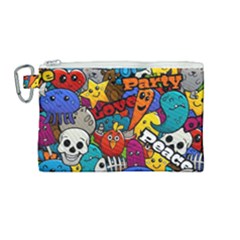 Graffiti Characters Seamless Pattern Canvas Cosmetic Bag (medium) by Pakemis