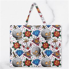 Full Color Flash Tattoo Patterns Zipper Large Tote Bag by Pakemis