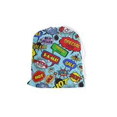 Comic Bubbles Seamless Pattern Drawstring Pouch (medium) by Pakemis