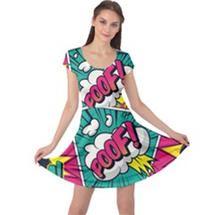 Comic Colorful Seamless Pattern Cap Sleeve Dress by Pakemis