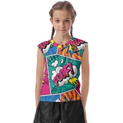 Comic Colorful Seamless Pattern Kids  Raglan Cap Sleeve Tee by Pakemis