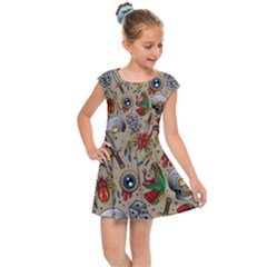 Tattoo Pattern Kids  Cap Sleeve Dress by Pakemis